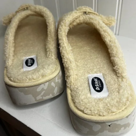 Dr. Scholl's Staycay OG Women's Faux Fur Buckle Slide Open Toe Slipper Size 8 - Picture 2 of 6